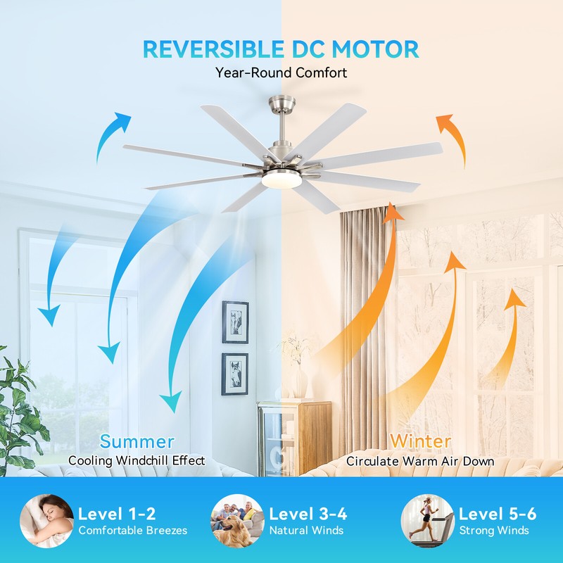 Nickel 52in Smart Ceiling Fan Compatible with Alexa/Google LED/Remote/APP/Voice gallery