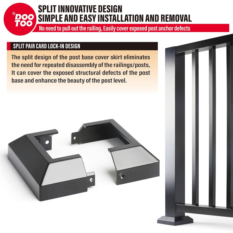 Deck Post Base Covers, Aluminum Post Cover 3"X3", Split Post Base Trim Skirt gallery