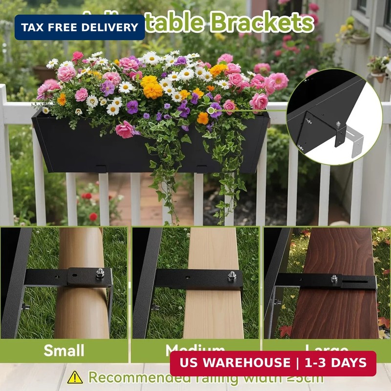 2 Pack Railing Planter Box 36 Inch - Heavy Duty Metal Window Boxes, Deck Railing gallery