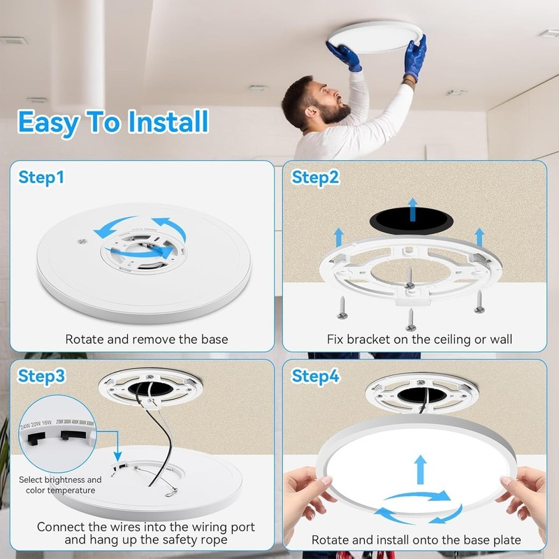2Pack LED Flush Mount Ceiling Light 24W Ultra Thin Round White 3000k 4000k 6500k gallery