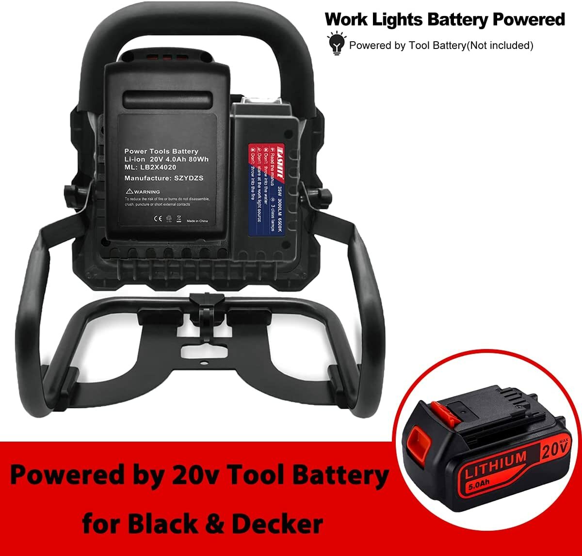 LED Work Light Power by Tool for LB2X4020 20v Battery Outdoor Bright Ligh 3000Lm gallery