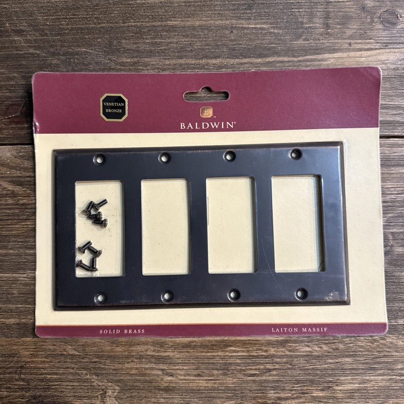 Baldwin Solid Brass Venetian Bronze Switch Plate Cover 4 Rocker Style Lot Of 2 gallery