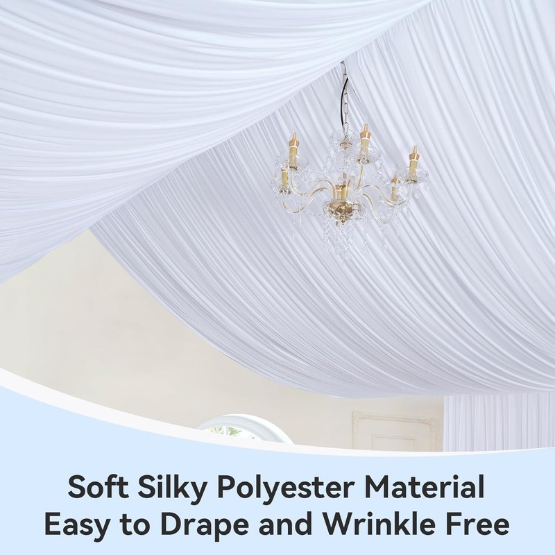 50Ft White Ceiling Drapes - 10 Panels for Weddings, Parties & Events gallery