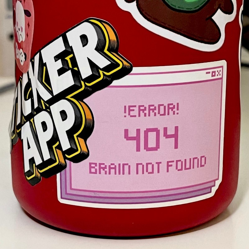 Error 404 Brain Not Found Sticker Waterproof Durable Matte Decal Hand-Drawn gallery