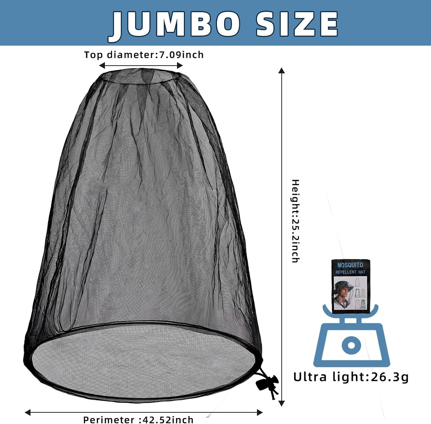 2 Pack Ultra Large Mosquito Net 42x25 Inches Mosquito Head Net Oversized Insect gallery