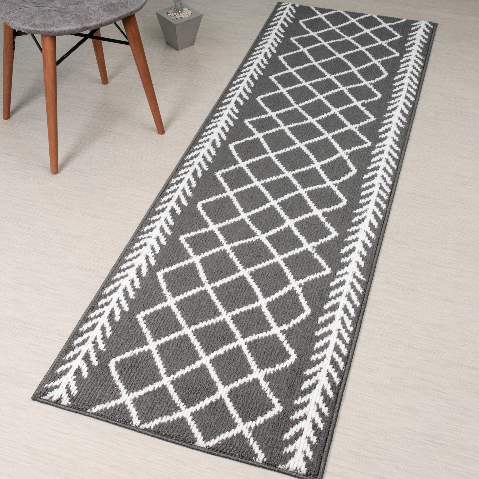 Custom Cut Hallway Runner Rug, Non Slip Floor Mat, Your Choice of Length, Grey gallery