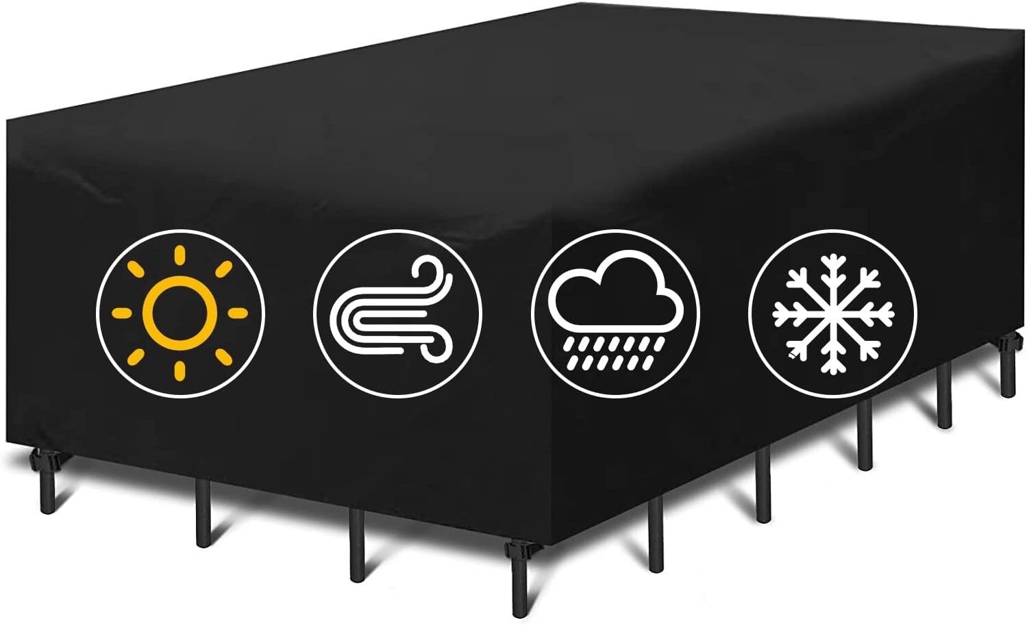 TENOVER Large Rectangular Patio Furniture Cover, Black, 71" x 47" x 29" gallery