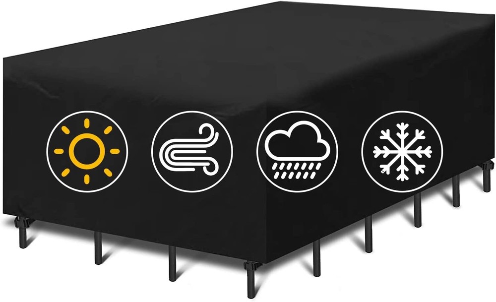 TENOVER Large Rectangular Patio Furniture Cover, Black, 71" x 47" x 29"