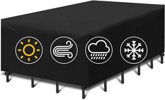 TENOVER Large Rectangular Patio Furniture Cover, Black, 71″ x 47″ x 29″