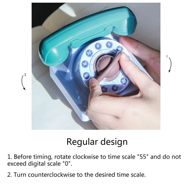Cute Cartoon Telephone Shaped Kitchen Timer Mechanical Wind up 60 Minute Manual gallery