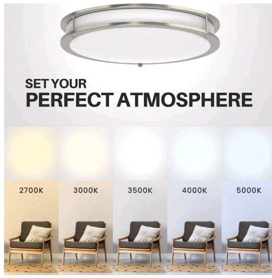 DYMOND 16 in. LED Ceiling Light Flush Mount Color Selectable CCT Brushed Nickel gallery