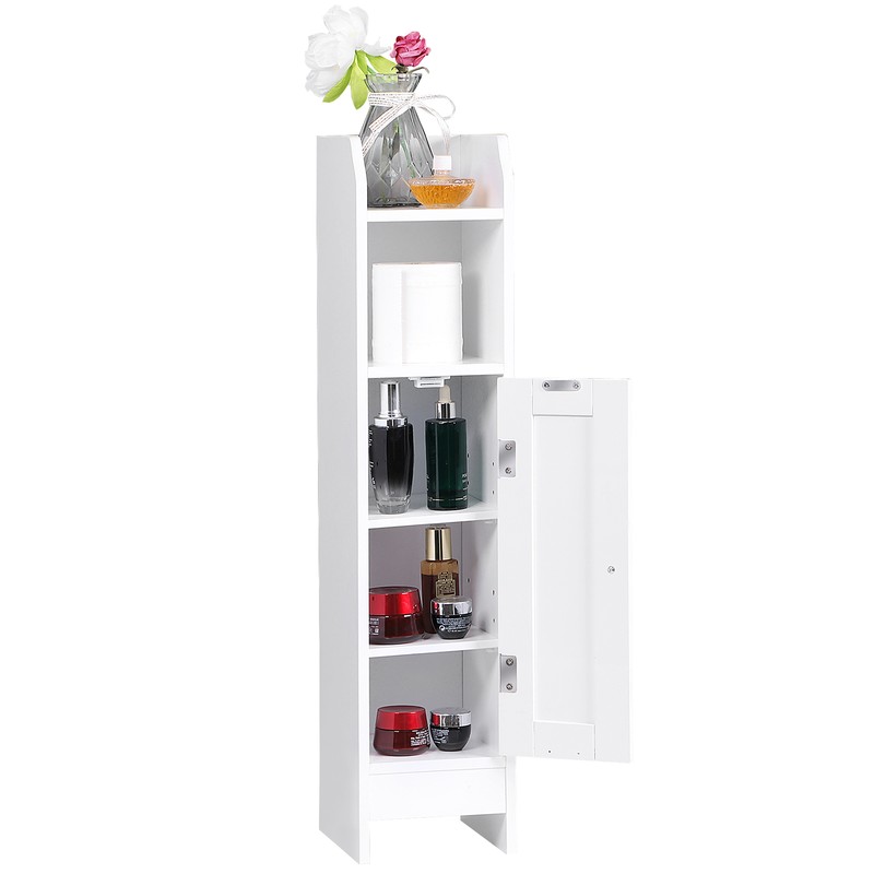 Small Bathroom Corner Cabinet Adjustable Shelves Toilet Paper Storage with Door gallery