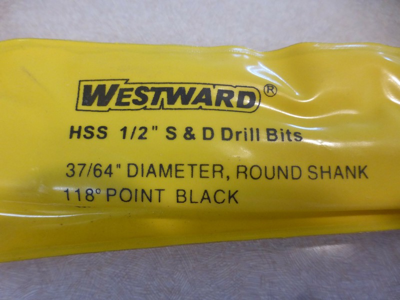 37/64" DIAMETER, 1/2" ROUND SHANK, 118 DEGREE POINT, HSS DRILL BITS *2-PK**4UM63 gallery