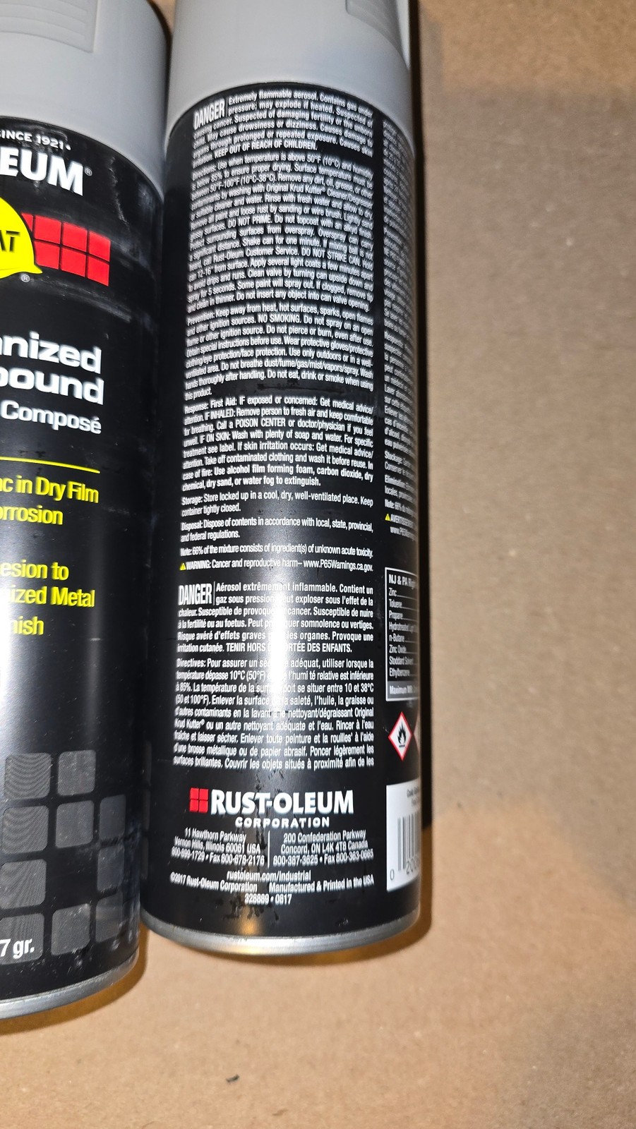 3 Pack Rust-Oleum Hard Hat Cold Galvanized Compound 93% Zinc Spray Paint 20oz gallery