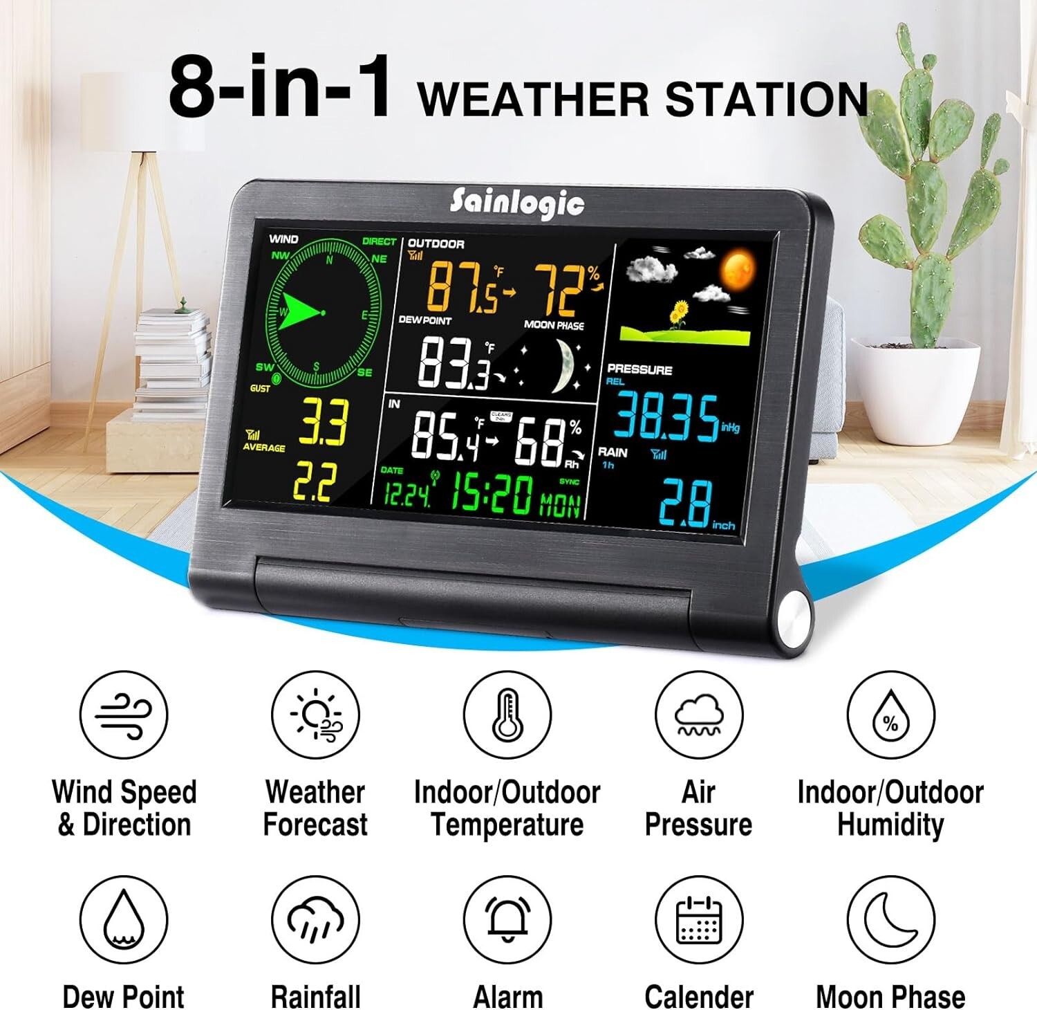 Sainlogic Weather Station Wireless 8-IN-1 Indoor Outdoor Color LCD Display gallery