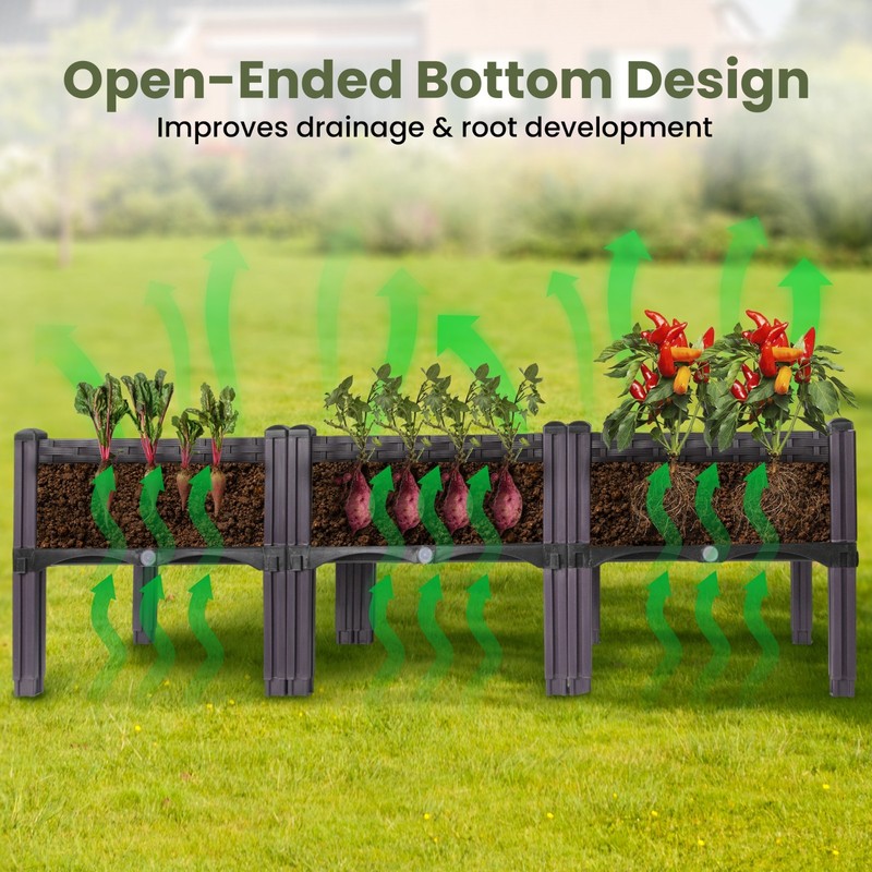 3-Pack Raised Garden Bed Kit: Rectangle Planter Box for Flowers & Vegetables gallery