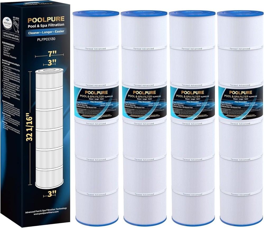 4 Pack- Poolpure PLFPCC130 Pool Filter Replaces Pentair CCP520, R173578, PCC130
