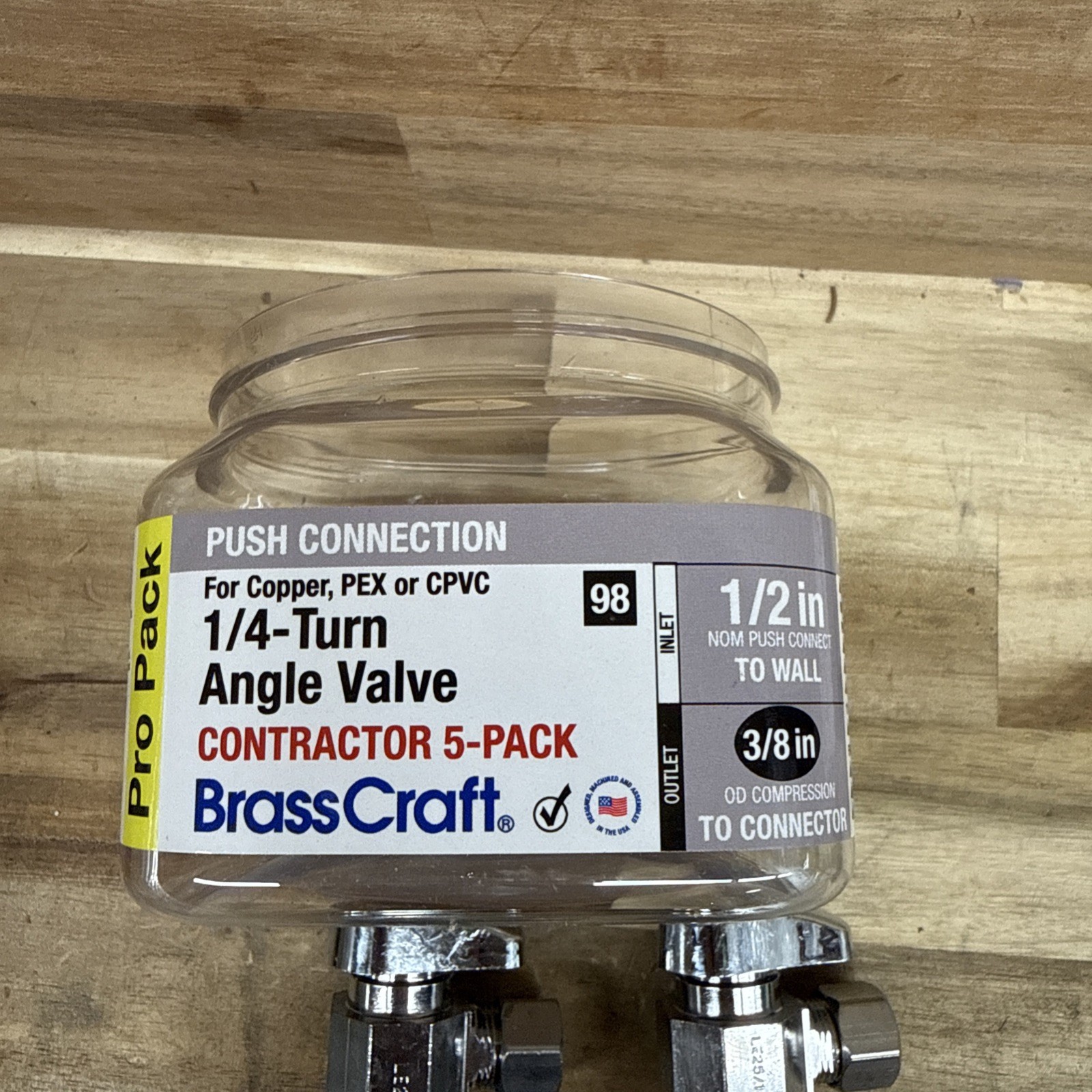 BrassCraft 1/2 in Push Connect Inlet x 3/8 in OD Comp Outlet 1/4-Turn 5PACK E41 gallery