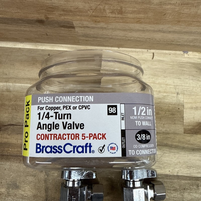 BrassCraft 1/2 in Push Connect Inlet x 3/8 in OD Comp Outlet 1/4-Turn 5PACK E41 gallery