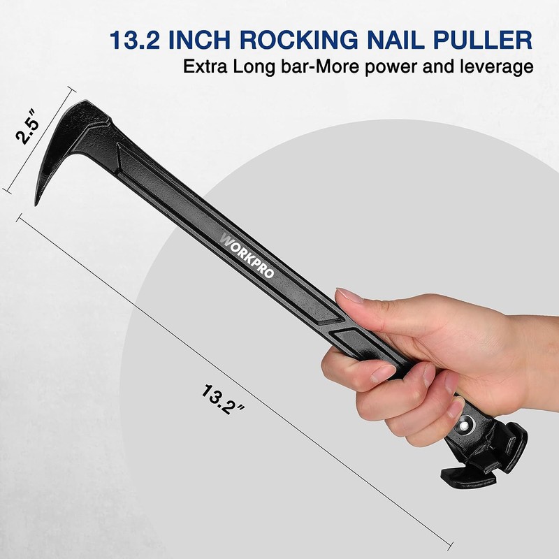 WORKPRO 13" Nail Puller, Cats Paw Pry Bar with Cats Paw and Rocking Nail Puller gallery