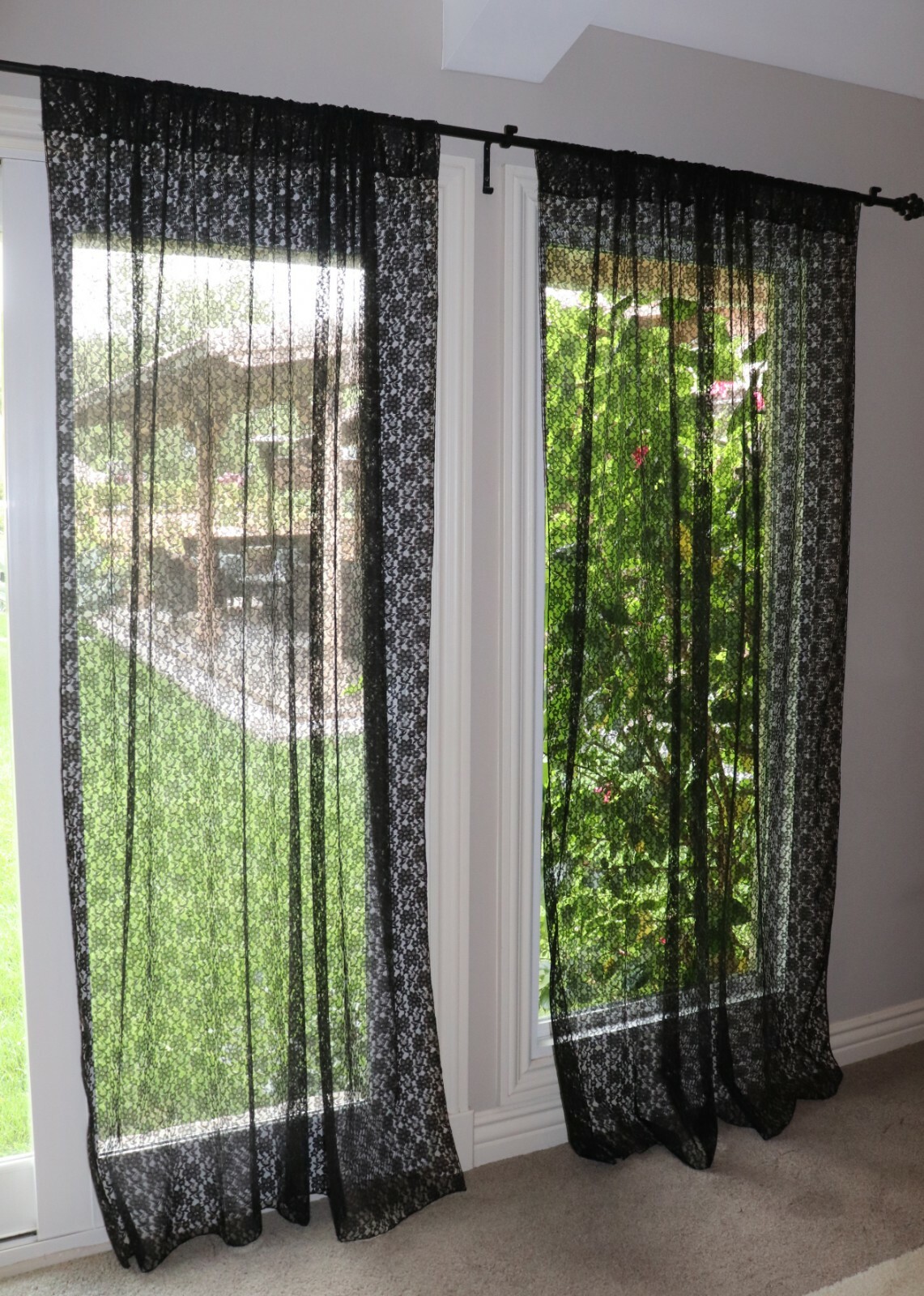 Floral Sheer Lace Window Curtain Panel Decorative Drapes for Home/Special Events gallery