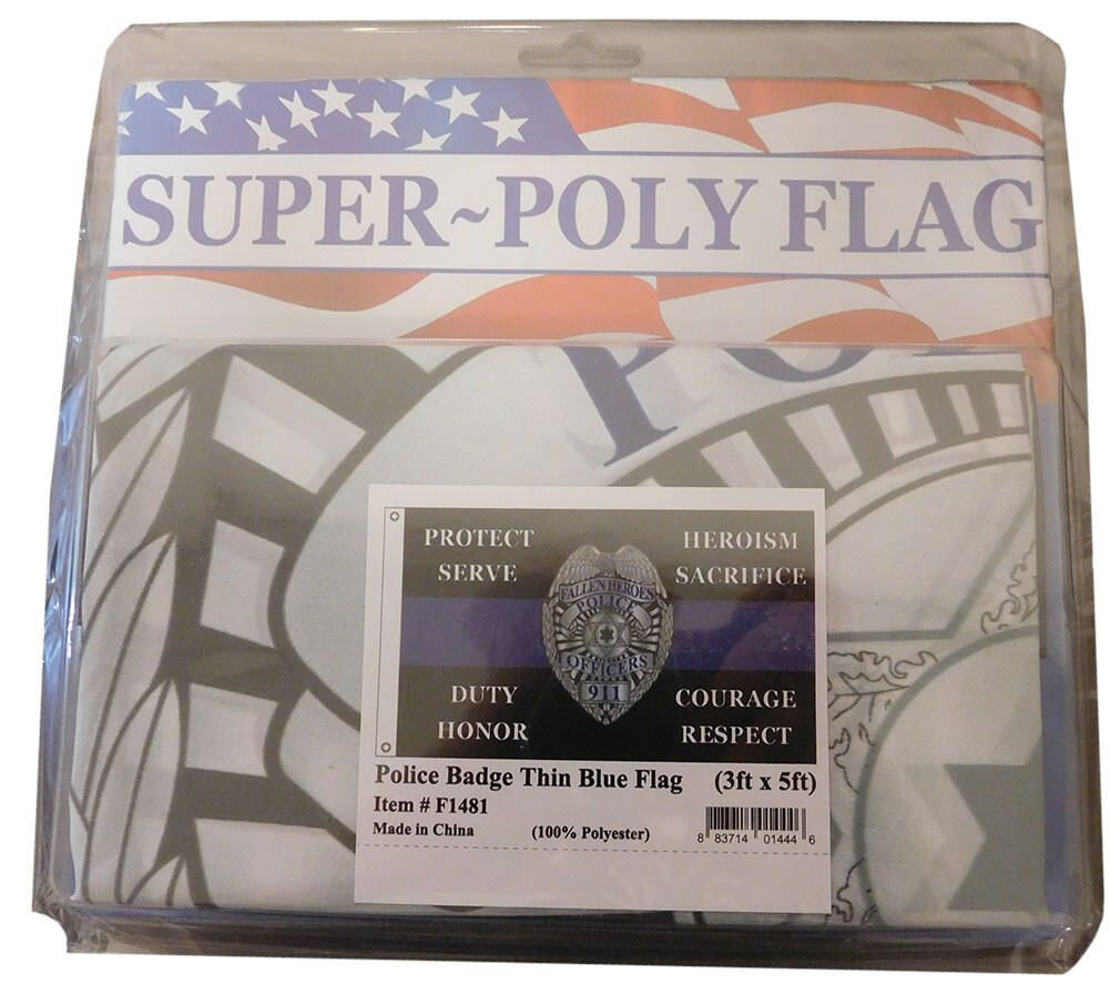 3X5 PROTECT AND SERVE Police Badge Thin Blue Line Fallen Heroes Polyester Flag gallery
