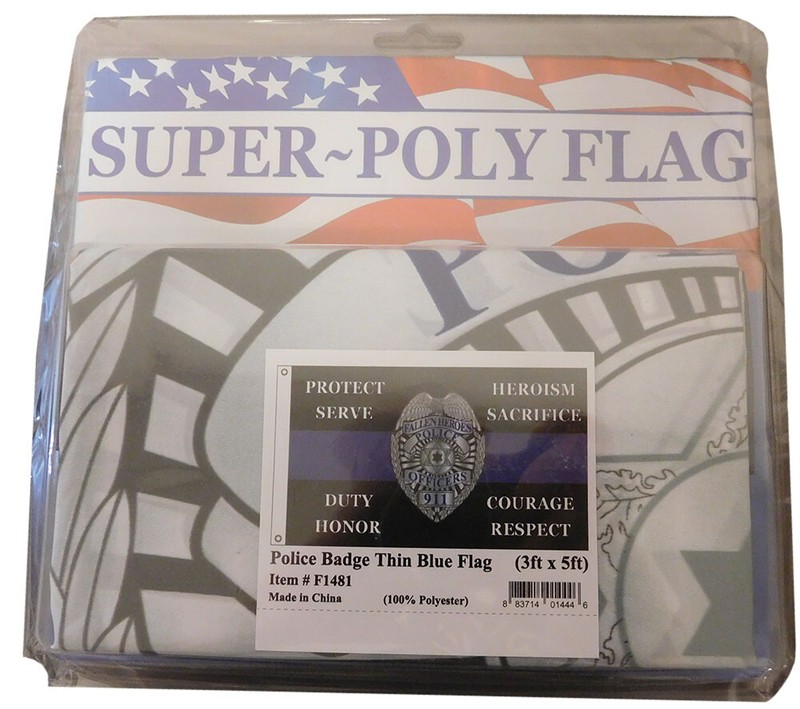 Police Badge Thin Blue Line Fallen Heroes 3x5 3'x5' Polyester Flag F1393 100D gallery