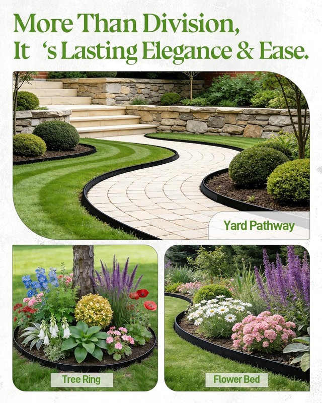 Landscape Edging Border Kit No Dig Garden Edging 40ft Flexible Lawn Border Black gallery