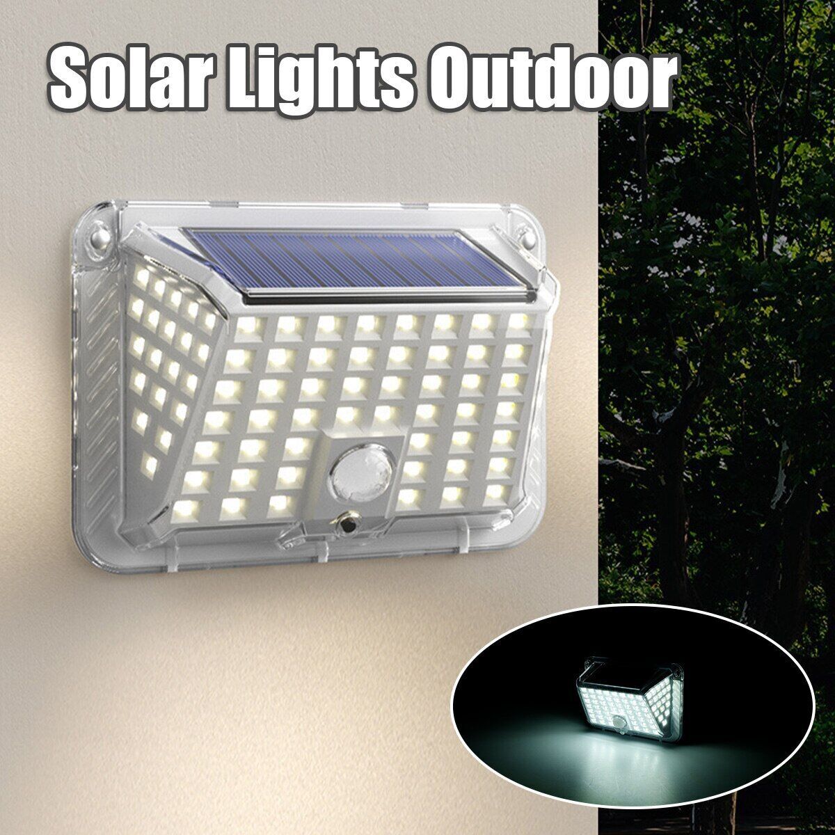 PFCTART 90 LED Solar Wall Light Outdoor Garden Motion Sensor Security Flood Lamp gallery