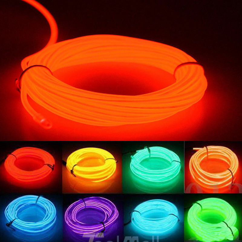 Neon LED Lights Glow EL Wire String Strip Rope Tube Decor Car Party + Controller