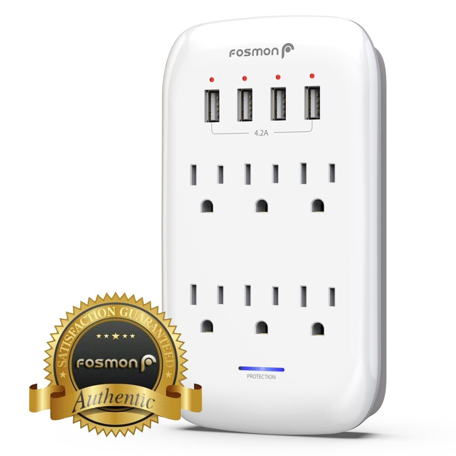 6 Outlet Extender 1225J Surge Protector With 4 USB Charger Port Wall Adapter Tap gallery
