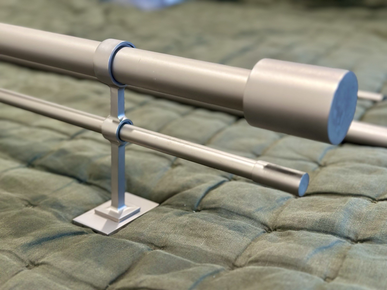 West Elm Brushed Nickle Adjustable Double Curtain Rod Set w/Brackets & Finials gallery