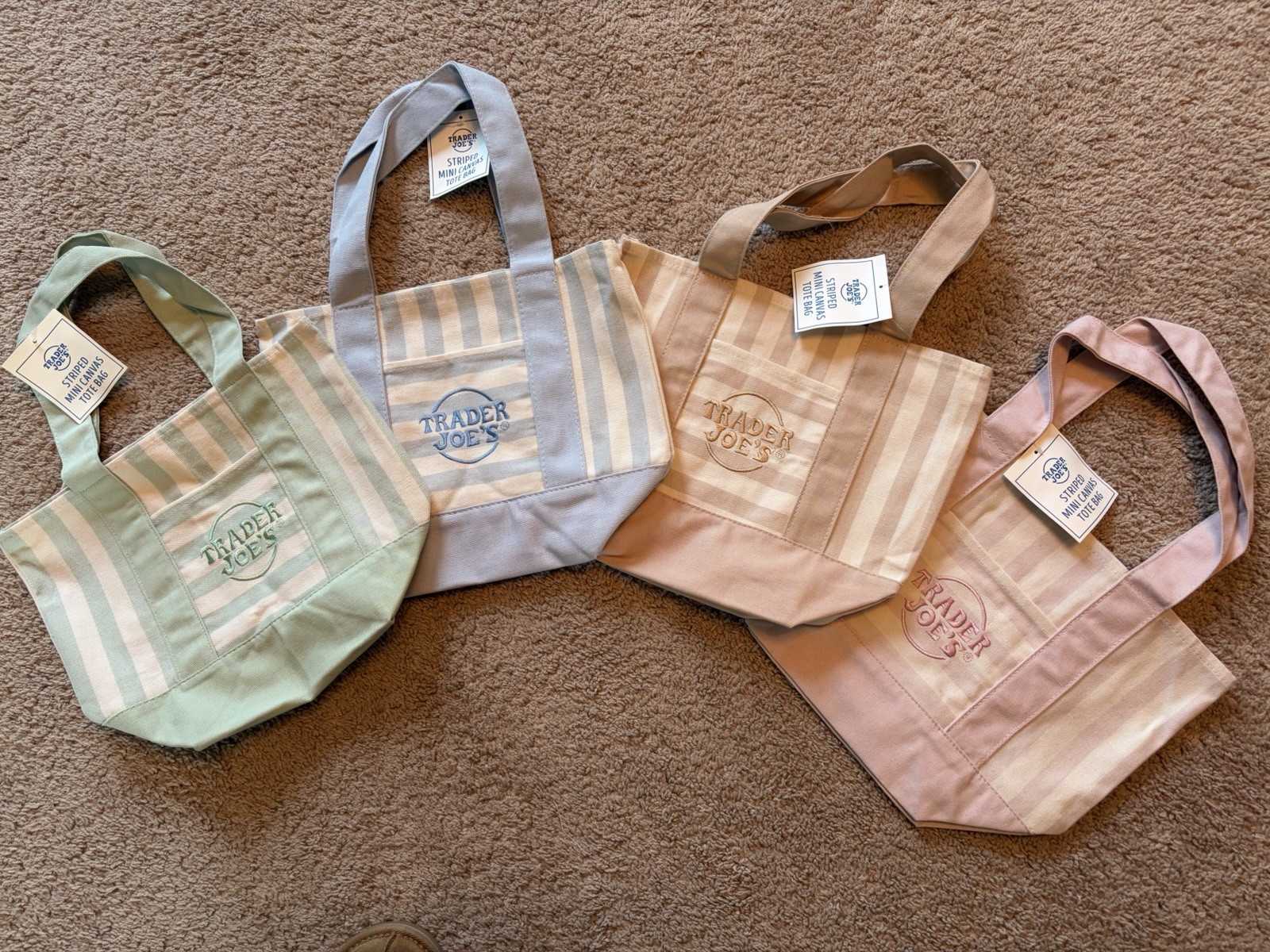 Trader Joe's Mini Canvas Tote Bag Multicolor. Details in description. gallery