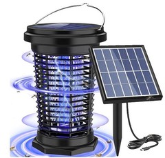 PALONE Solar Powered Bug Zapper Lantern w/ Remote Solar Panel, Black