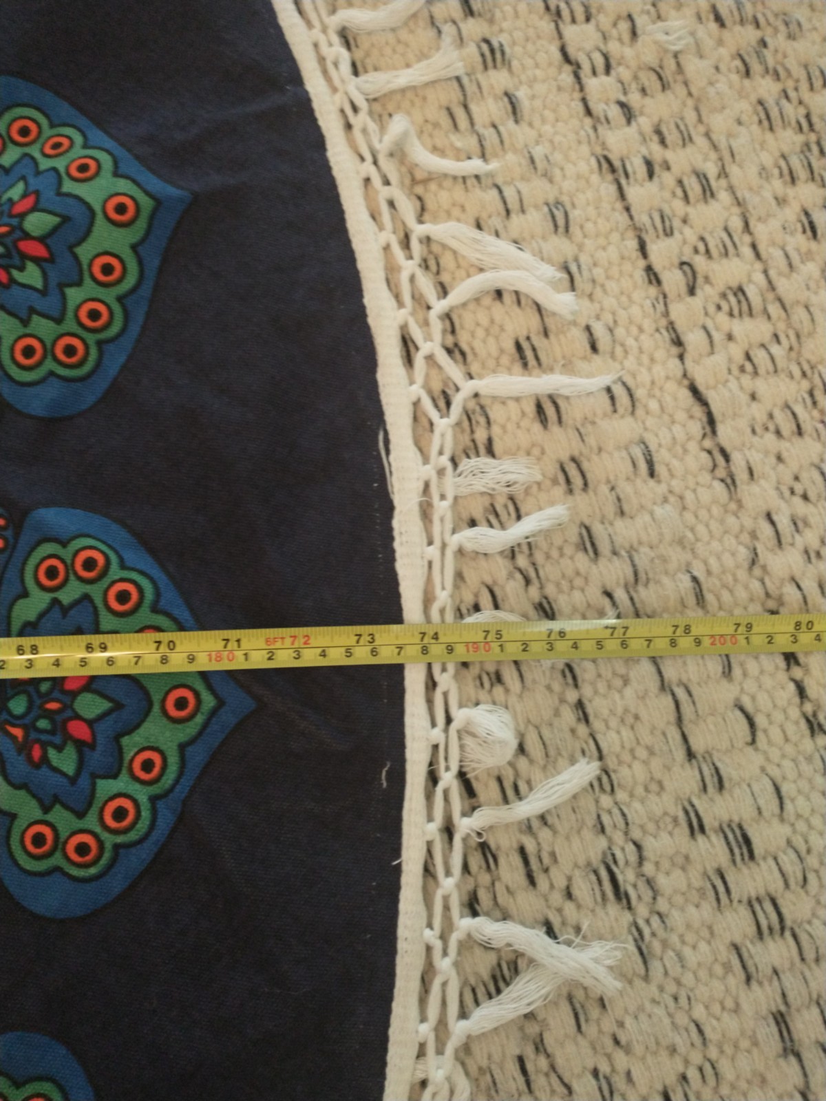 World Market Bohemian Round Throw Festival Blanket 100% Cotton 6ft X 6ft gallery