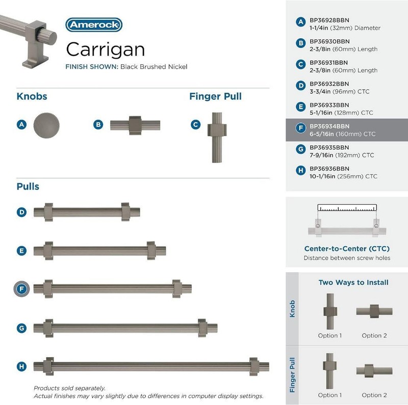 Amerock | Cabinet Pull | Black Brushed Nickel | 6-5/16 inch (160 mm) Center to C gallery