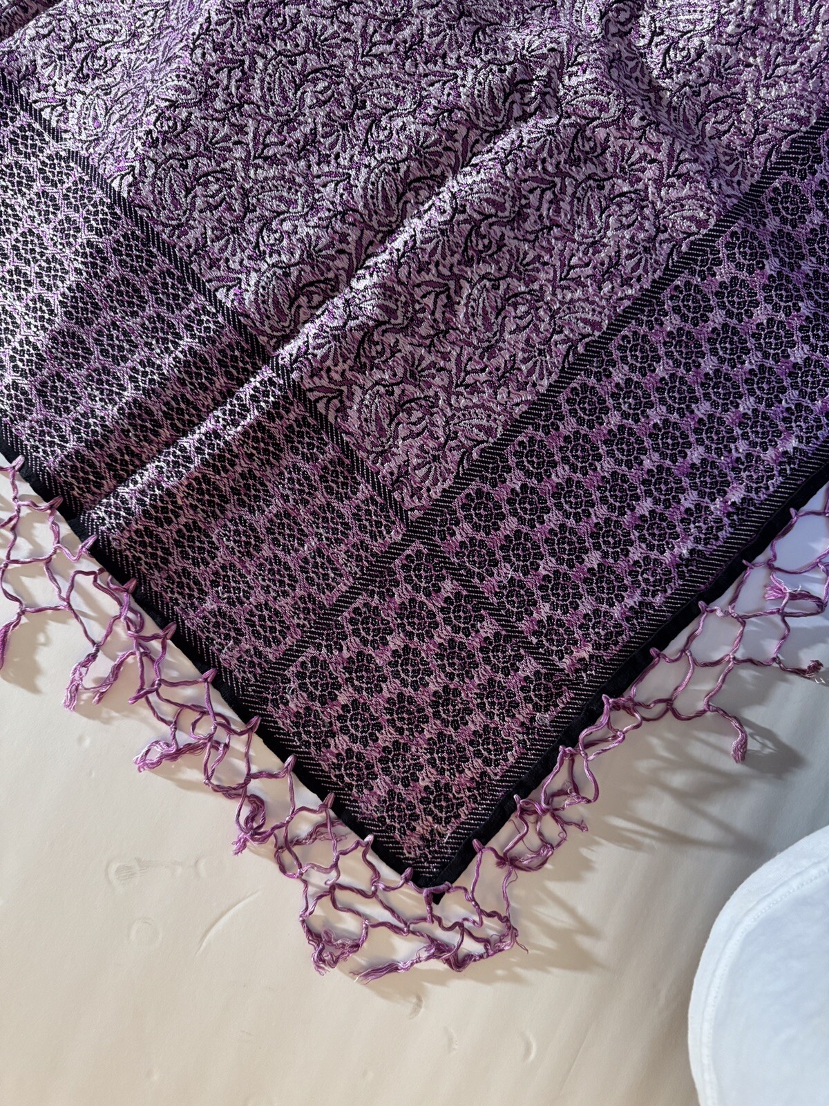 Hand-loomed Silk Throw With Hand-tied Fringe gallery