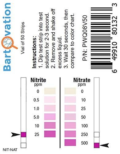 Nitrite 0-25 ppm, Nitrate 0-500 ppm Pad Test Strip [Vial of 50 Strips] gallery