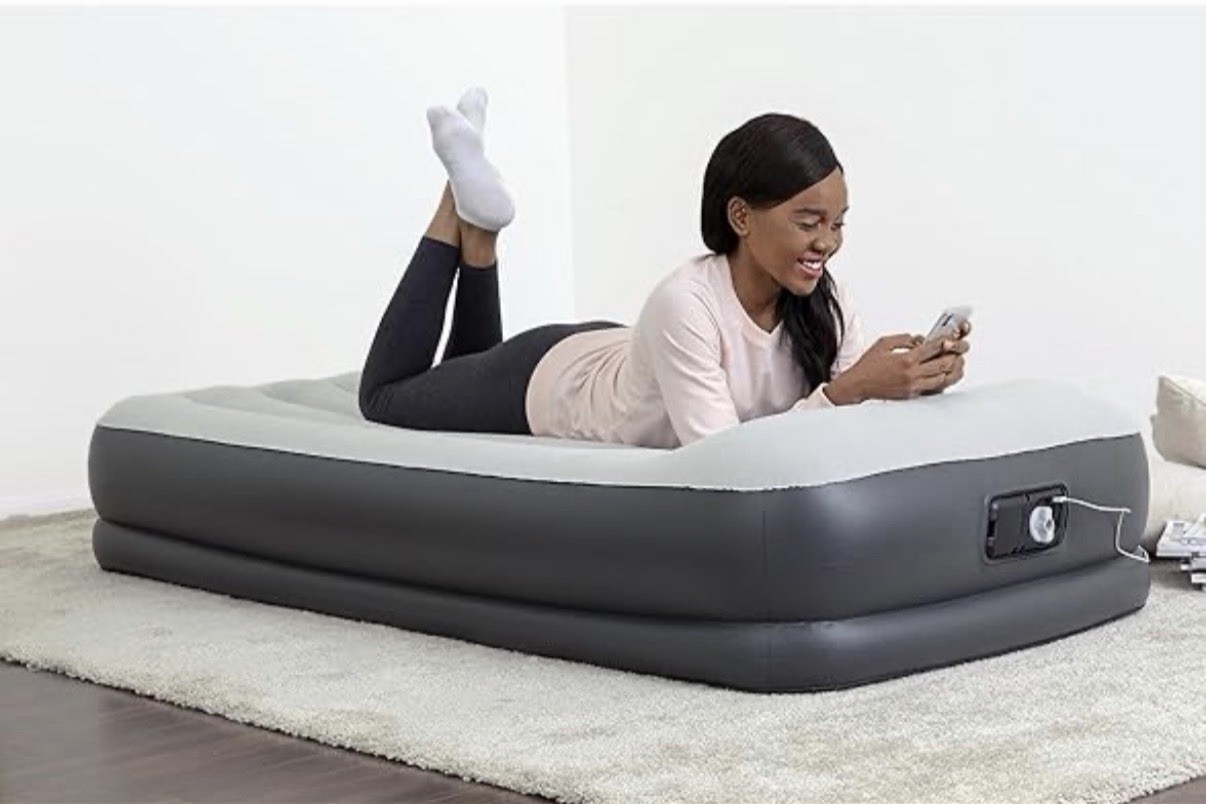 SleepLux Durable Inflatable Air Mattress with Built-in Pump, Pillow, USB Charger gallery