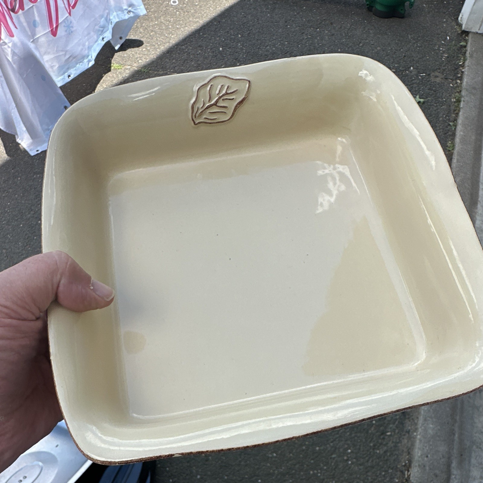 Tastefully Simple Host Collection Square Cream Ceramic Baking Dish, DW/MW/FS gallery