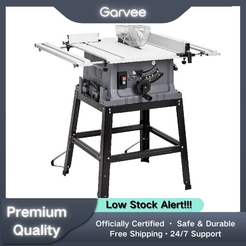 10" Professional Table Saw - 5000 RPM, 0-45° Bevel Cuts, Stand & Dust Port Inclu