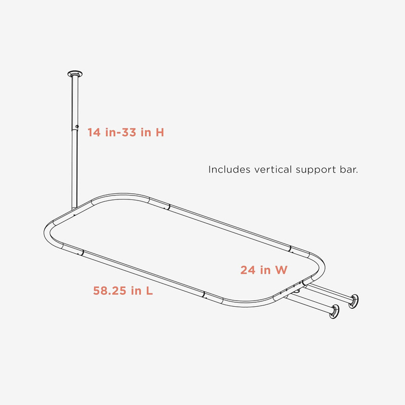 Rustproof round Shower Curtain Rod for Clawfoot Tub with Easy Installation, Oval gallery