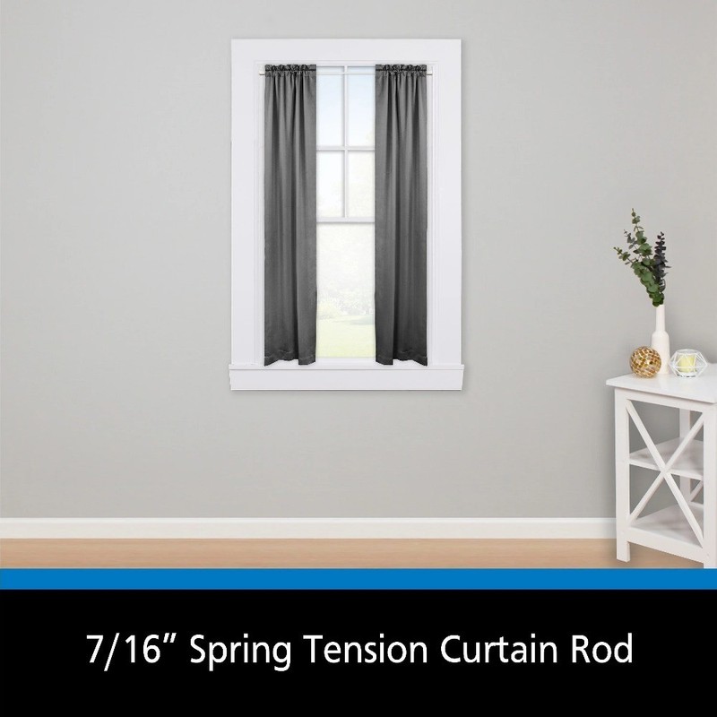 (2 pack) 28-48 in. Adjustable Spring Tension Curtain Rod, 7/16 in. Diameter gallery