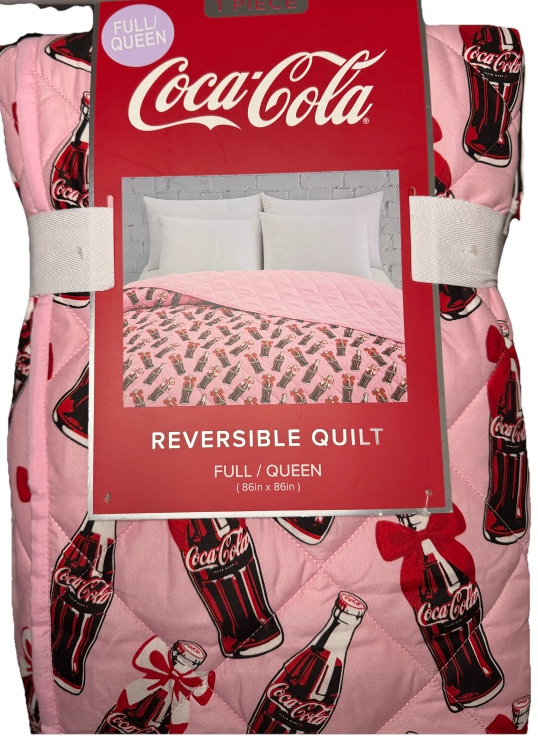Pink Bow Vintage Style Coca-Cola Bottle QUILT FULL / QUEEN RARE Bedding Coke gallery