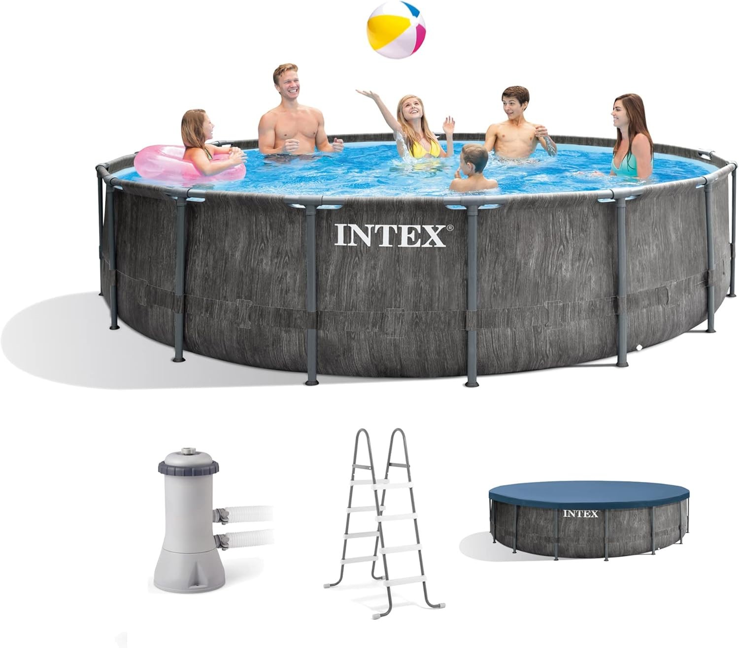 Above Ground Pool Set, 15ft x 48in Greywood Prism Frame w/ 1000 GPH Pump gallery