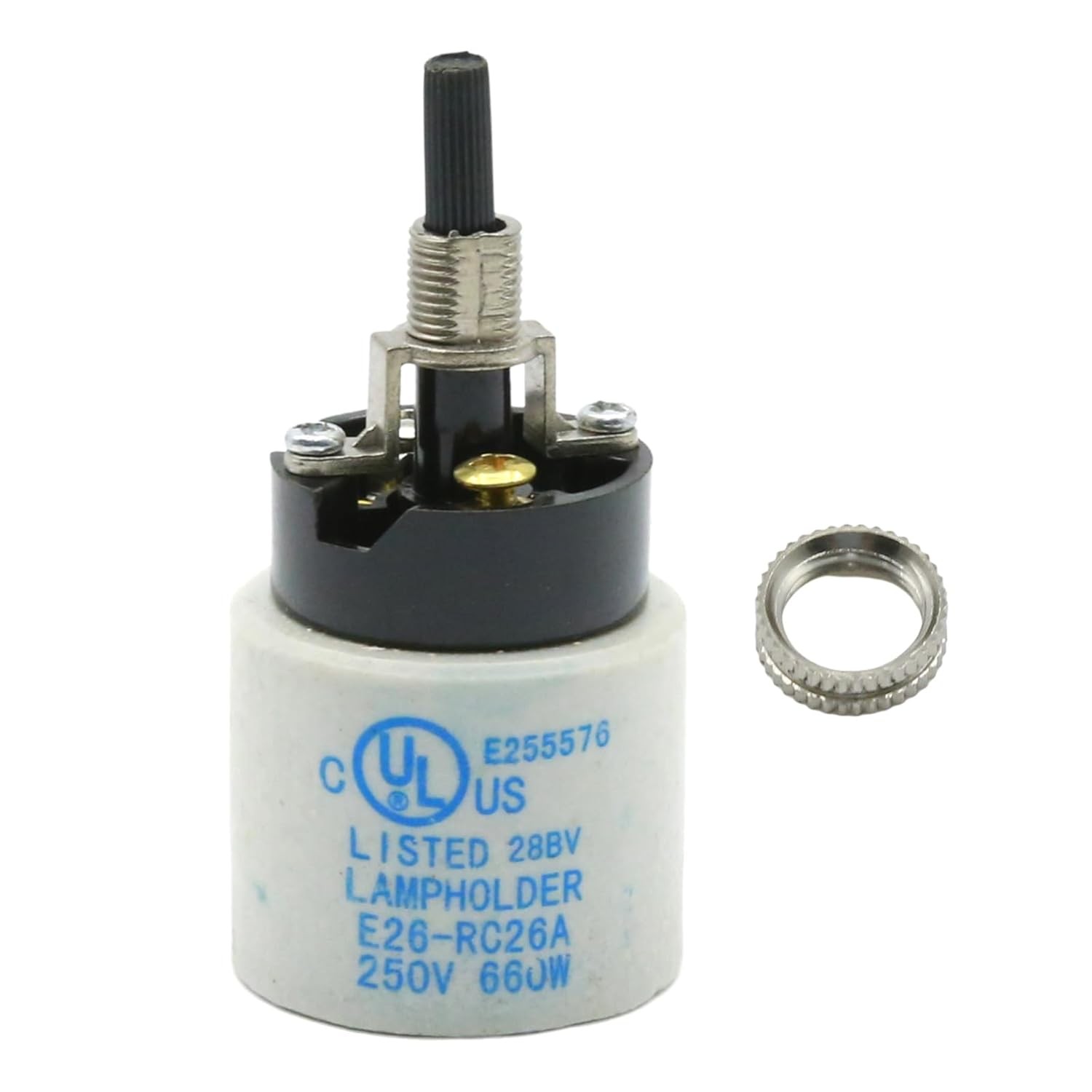 Rotary Lamp Switch Replacement with Socket Holder 660W 250V E26 E27, Porcelain L gallery