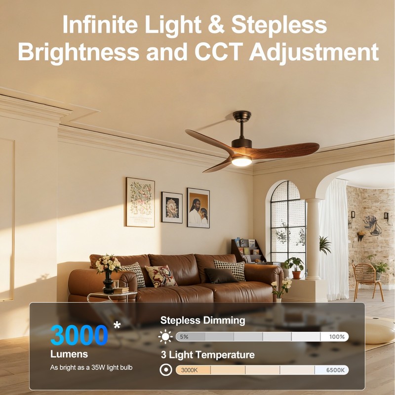 60" Ceiling Fan LED Light Remote Quiet DC Motor 6 Speed Adjustable Height gallery