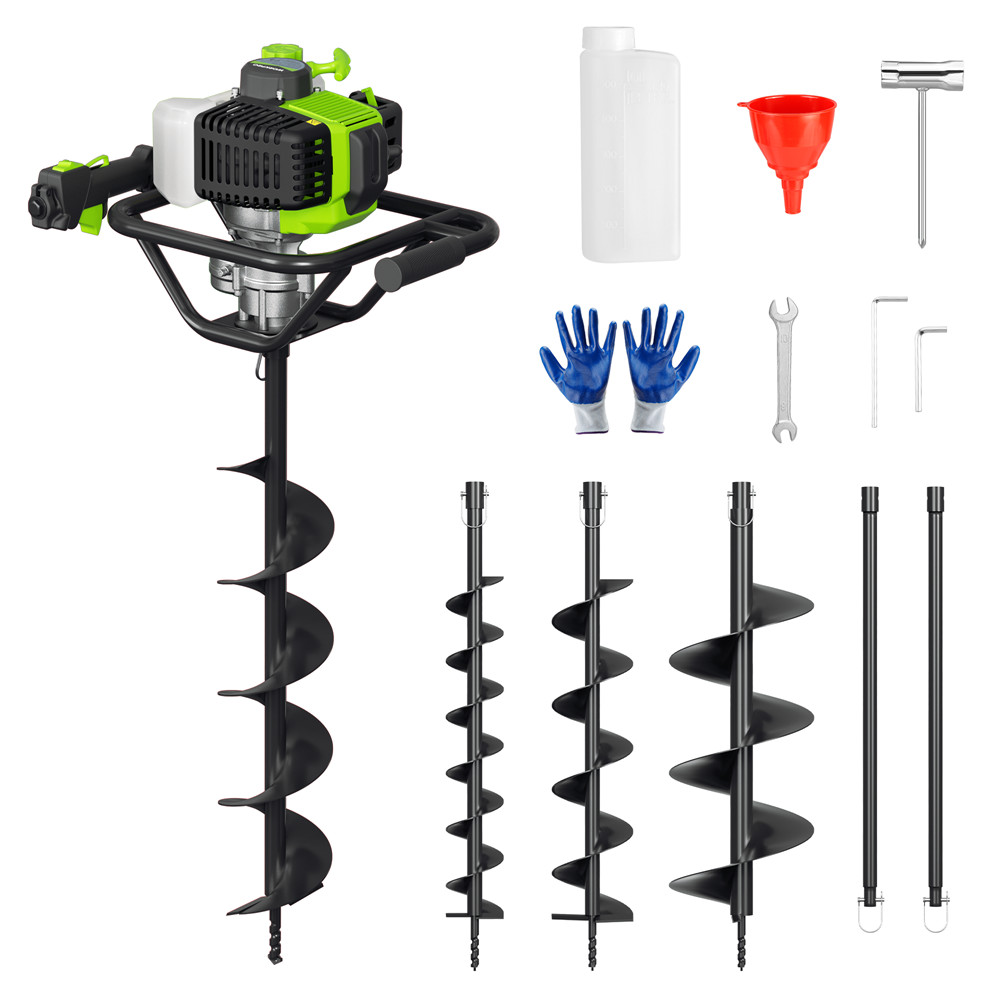 WORKPRO 62CC Gas Powered Post Hole Digger Earth Auger 2Stroke 4" 6" 8" Drill Bit gallery