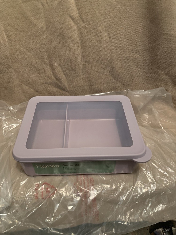Figmint Lavender Bento Box, 2 Compartments, Snap Lid, BPA Free, Microwave Safe
