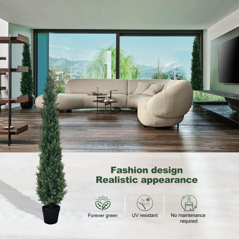 2PCS 3/4/5/6FT Cedar Pine Artificial Topiary Tree UV Indoor Outdoor Home Decor gallery